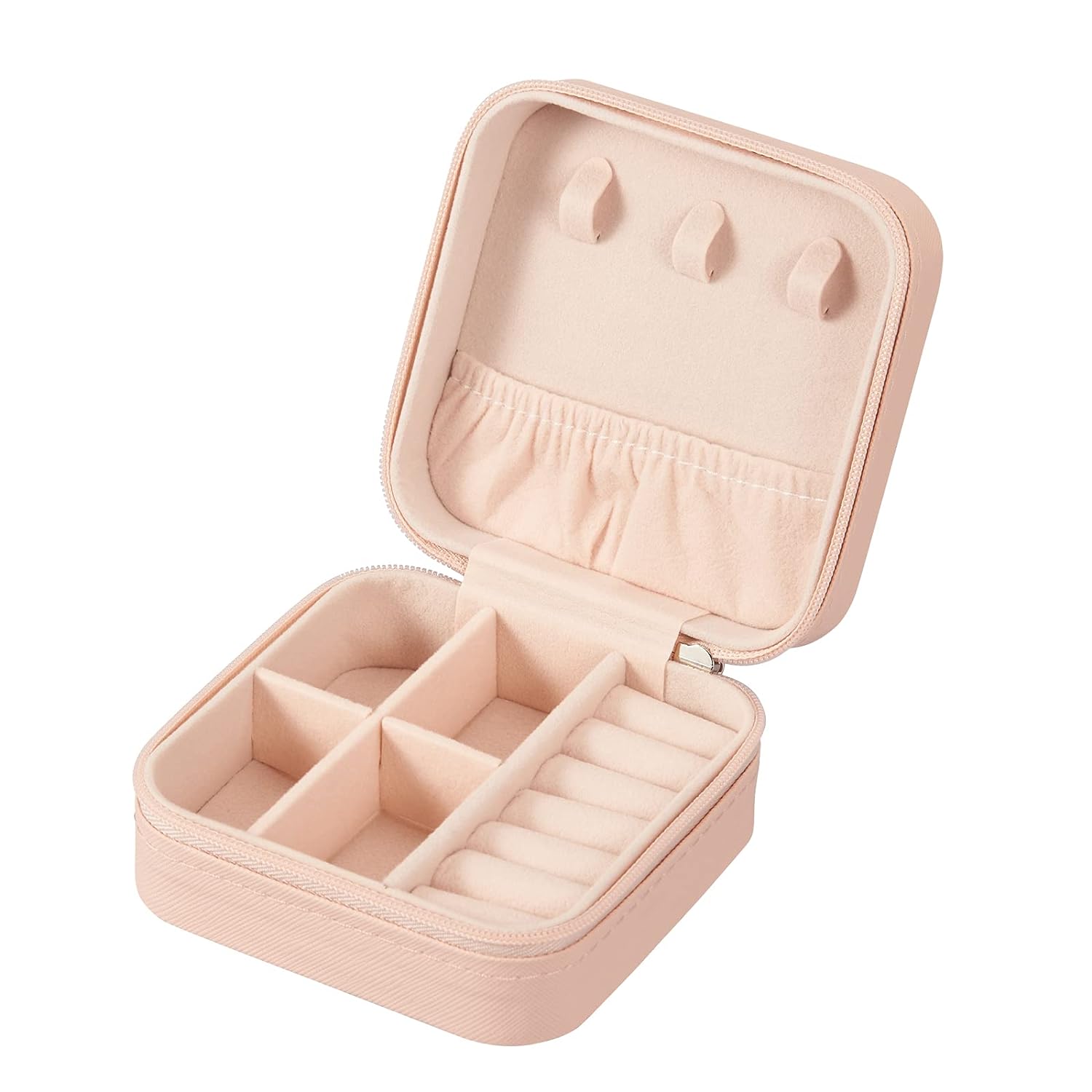 LETURE Pu Leather Small Jewelry Box, Travel Portable Jewelry Case For Ring, Pendant, Earring, Necklace, Bracelet Organizer Storage Holder Boxes (Pink) - View 2 of 4