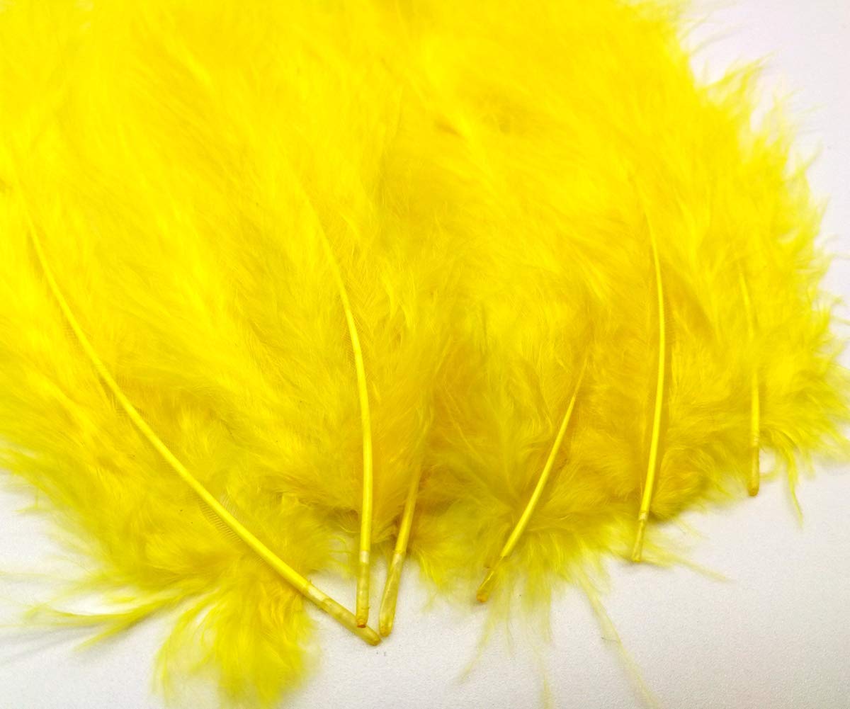 TIPTOP DECORATION Natural Dyed Flat Fluffy Turkey Feathers (10 Pieces) (Canary Yellow) (5-6 Inches) - View 2 of 2