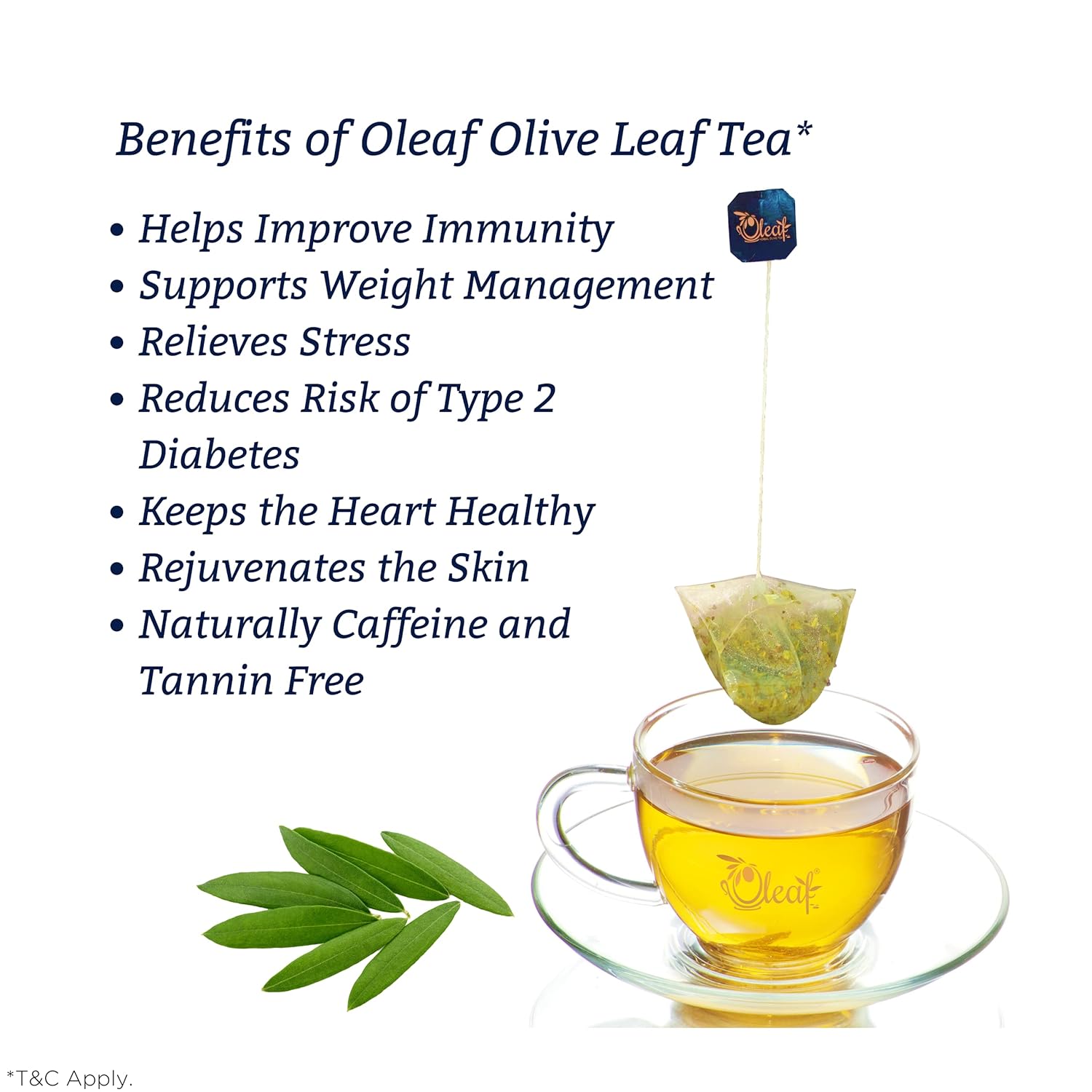 Oleaf Olive Leaf - Herbal Tea (Lemongrass Flavour) x 20 Tea Bags | Herbal Tea for Immunity | Green Tea Olive Tea in Pyramid Tea Bags | Organic Tea - View 3 of 4