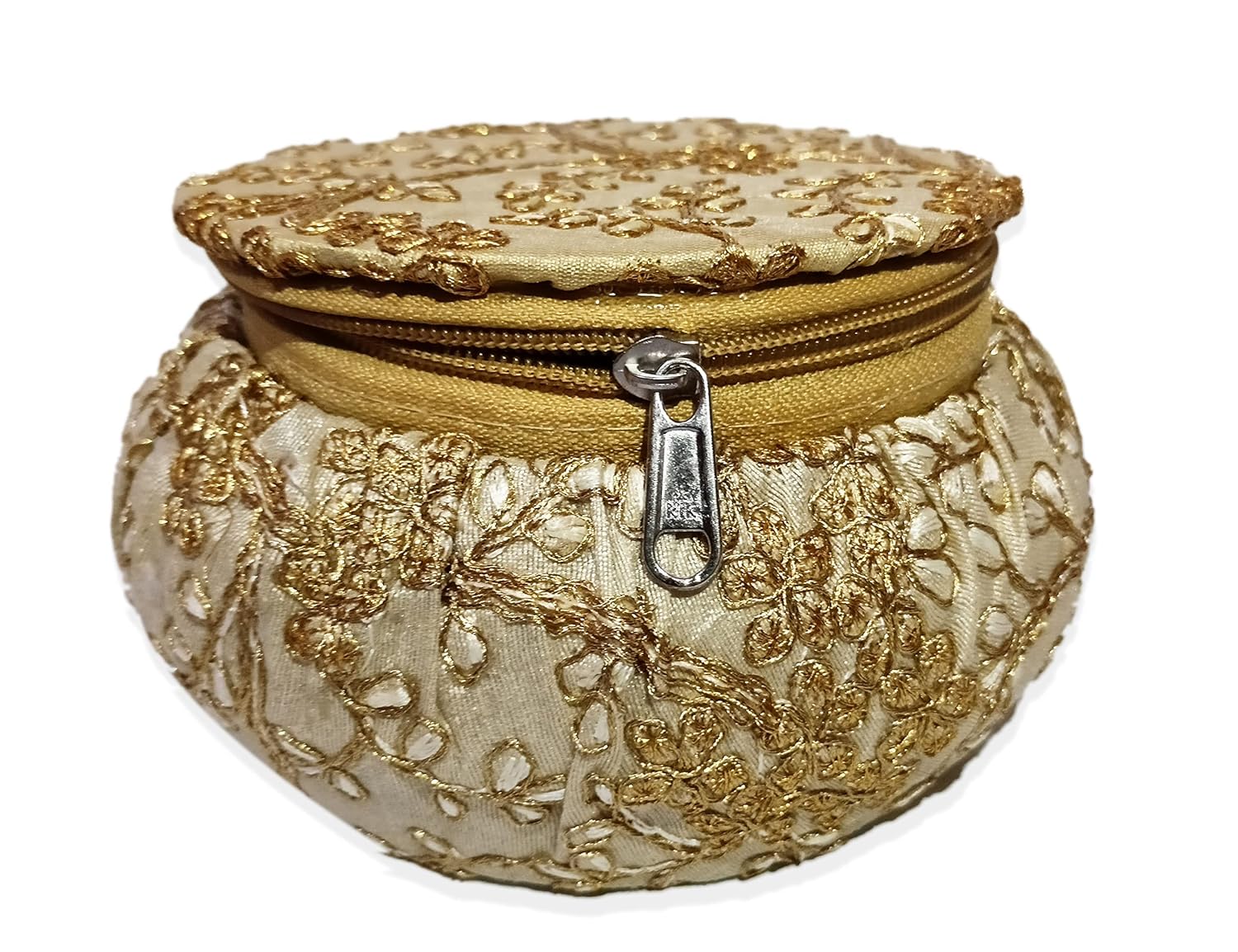 Albikr Embroidery matca shape Bangle Box Jewelry Organizer Box Earring Storage Box, Wedding Return Gift for women Bridal Gift Storage Box (Golden) - Shop at Colombo Mall