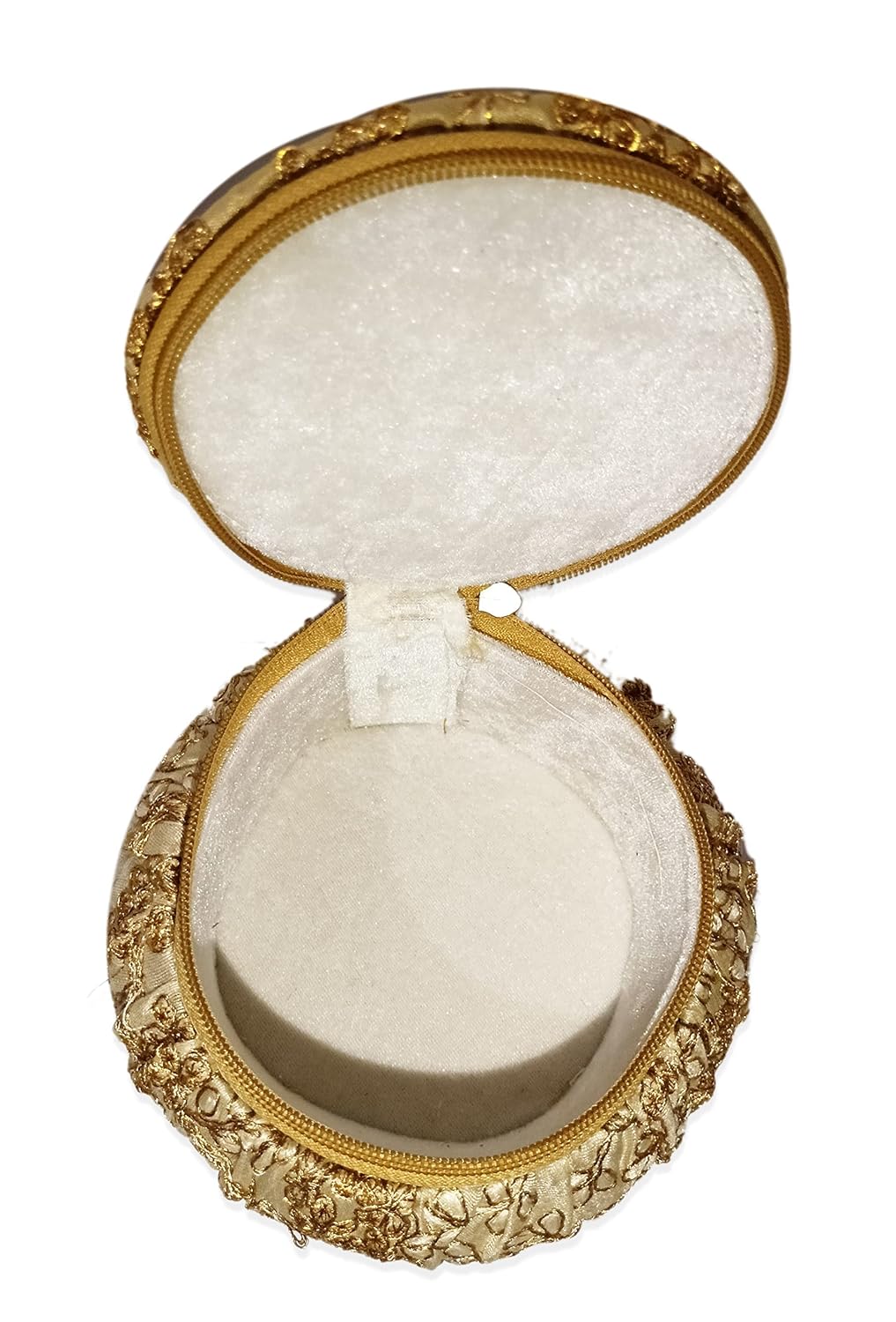 Albikr Embroidery matca shape Bangle Box Jewelry Organizer Box Earring Storage Box, Wedding Return Gift for women Bridal Gift Storage Box (Golden) - View 2 of 3
