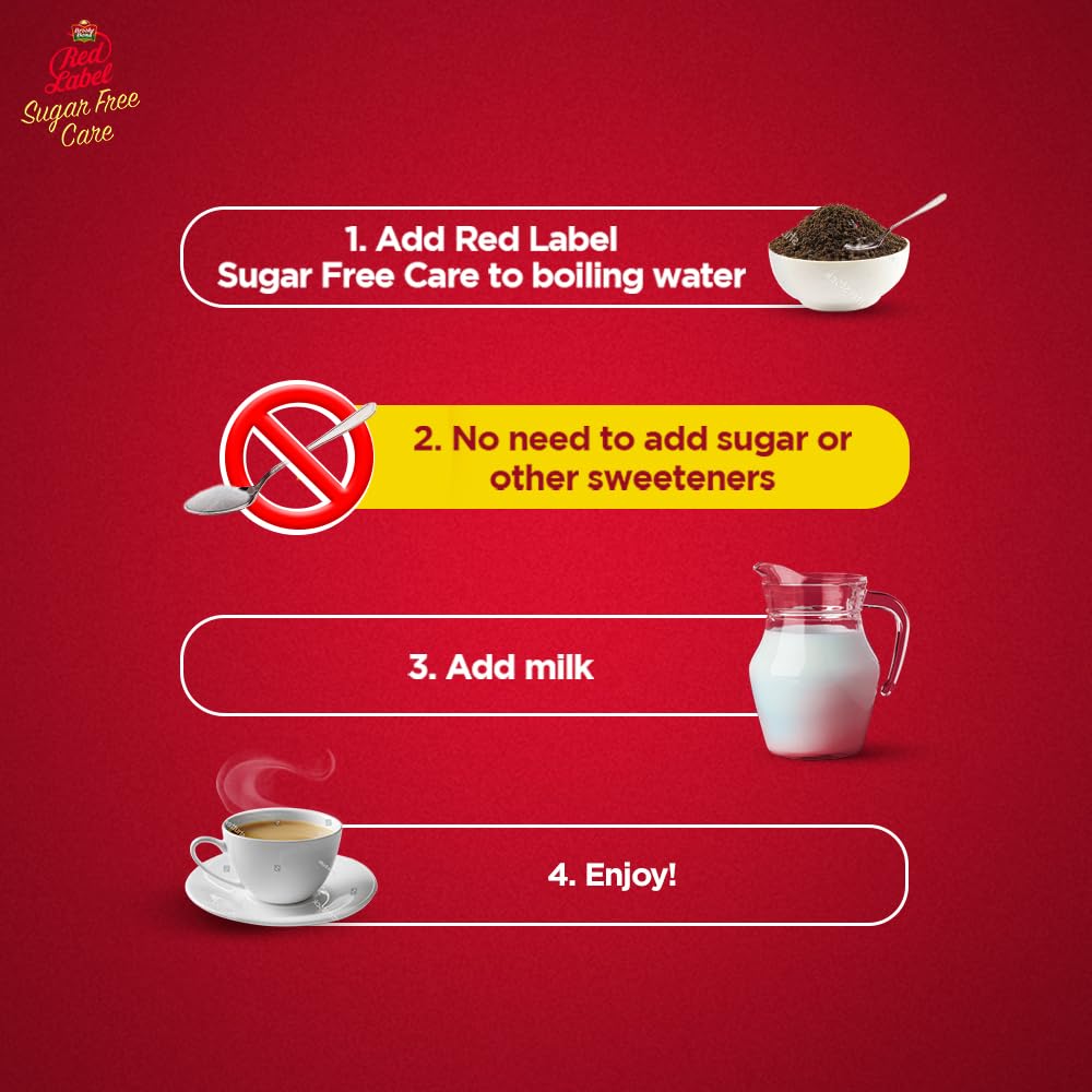 Red Label Sugar Free Care| Great Taste of Tea even without Sugar| Suitable for Diabetics |Sweetened with 0 calorie flavours | 250g - View 2 of 3