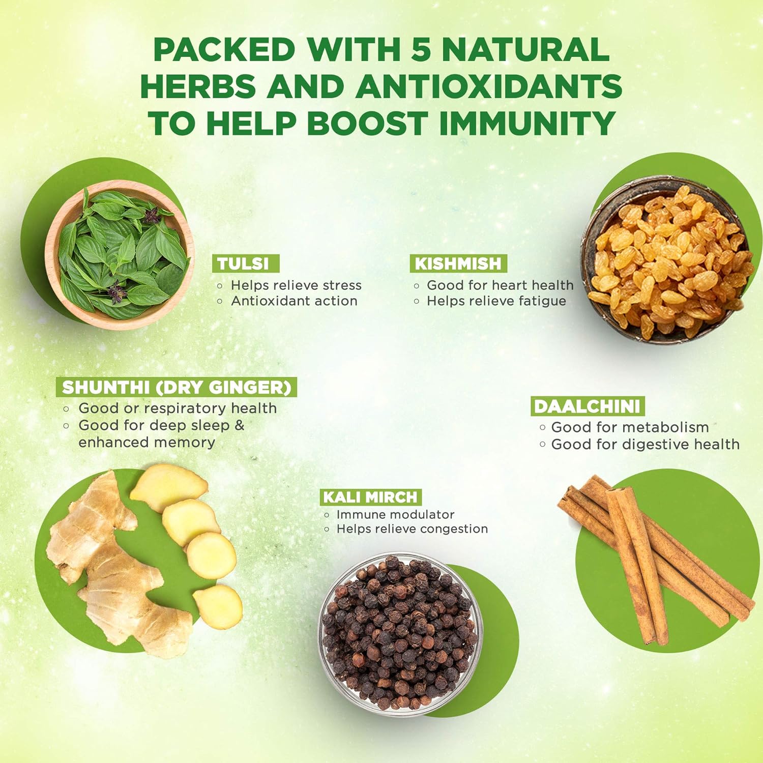 Dabur Vedic Suraksha Green Tea - 100 tea bags | Immunity Booster| with the Goodness of 5 Ayurvedic Herbs - View 2 of 3