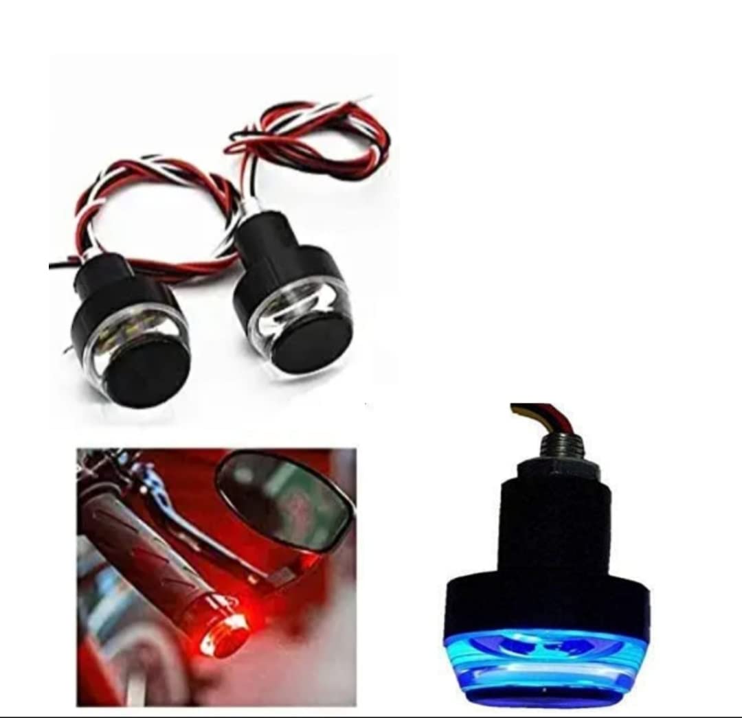 A4S AUTOMOTIVE &amp; ACCESSORIES Bike Handle Bar LED Turn Signal Indicators Dual Color Bulb For All Motorbikes (Set of 2, Blue &amp; Red) - View 2 of 3