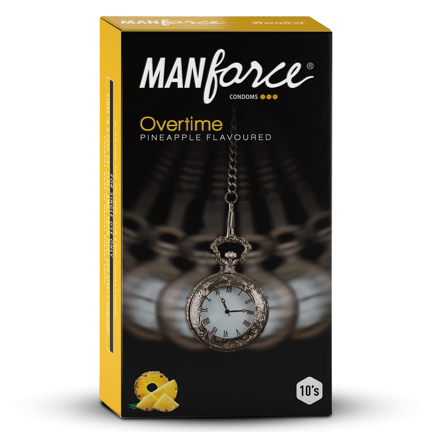 Manforce Overtime Pineapple Flavoured Condoms for Men| 3-in-1 Ribbed, Contoured, & Dotted for Extra Stimulation| Long-Lasting Pleasure | India’s No. 1* Condom Brand| Lubricated Latex Condoms - Shop at Colombo Mall