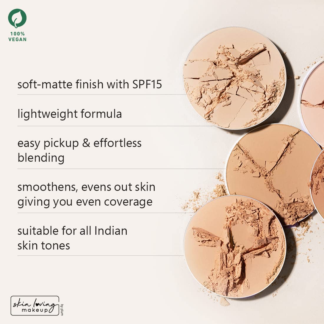 Plum Legit Matte Talc-Free Compact With SPF15 | Lightweight | Even Coverage | 100% Vegan & Cruelty Free | Pinched Blush - 115P (Light, Cool Undertone) - View 2 of 3