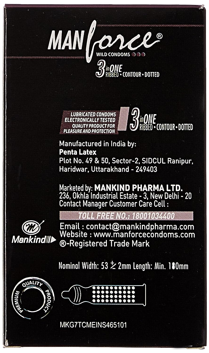 Manforce 3 in 1 Ribbed Contour Condom - 10 Pieces (Chocolate) - View 2 of 3