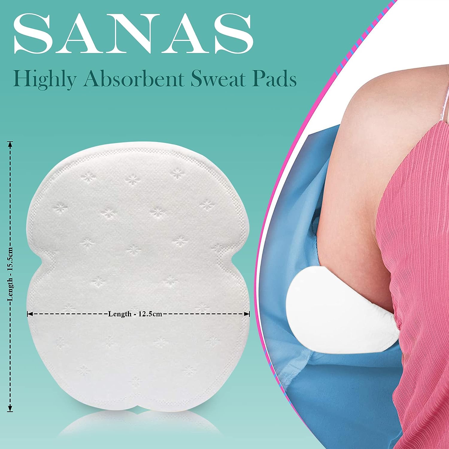 Sanas Sweat Pads For Underarms Disposable Highly Absorbent Sweat Pads Cotton Anti Allergic, Anti Bacteria, Anti Smell Disposable Underarm Perspiration Pad for Men and Women – Pack of 10 Pcs - View 3 of 5