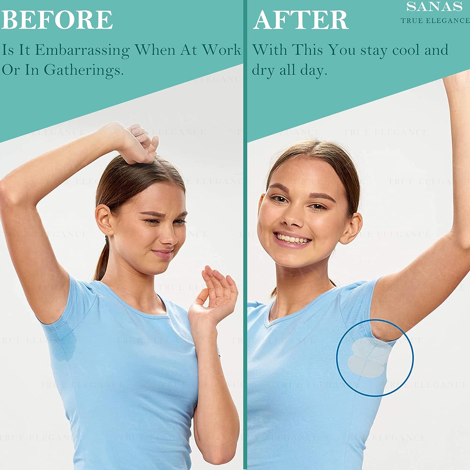 Sanas Sweat Pads For Underarms Disposable Highly Absorbent Sweat Pads Cotton Anti Allergic, Anti Bacteria, Anti Smell Disposable Underarm Perspiration Pad for Men and Women – Pack of 10 Pcs - View 5 of 5