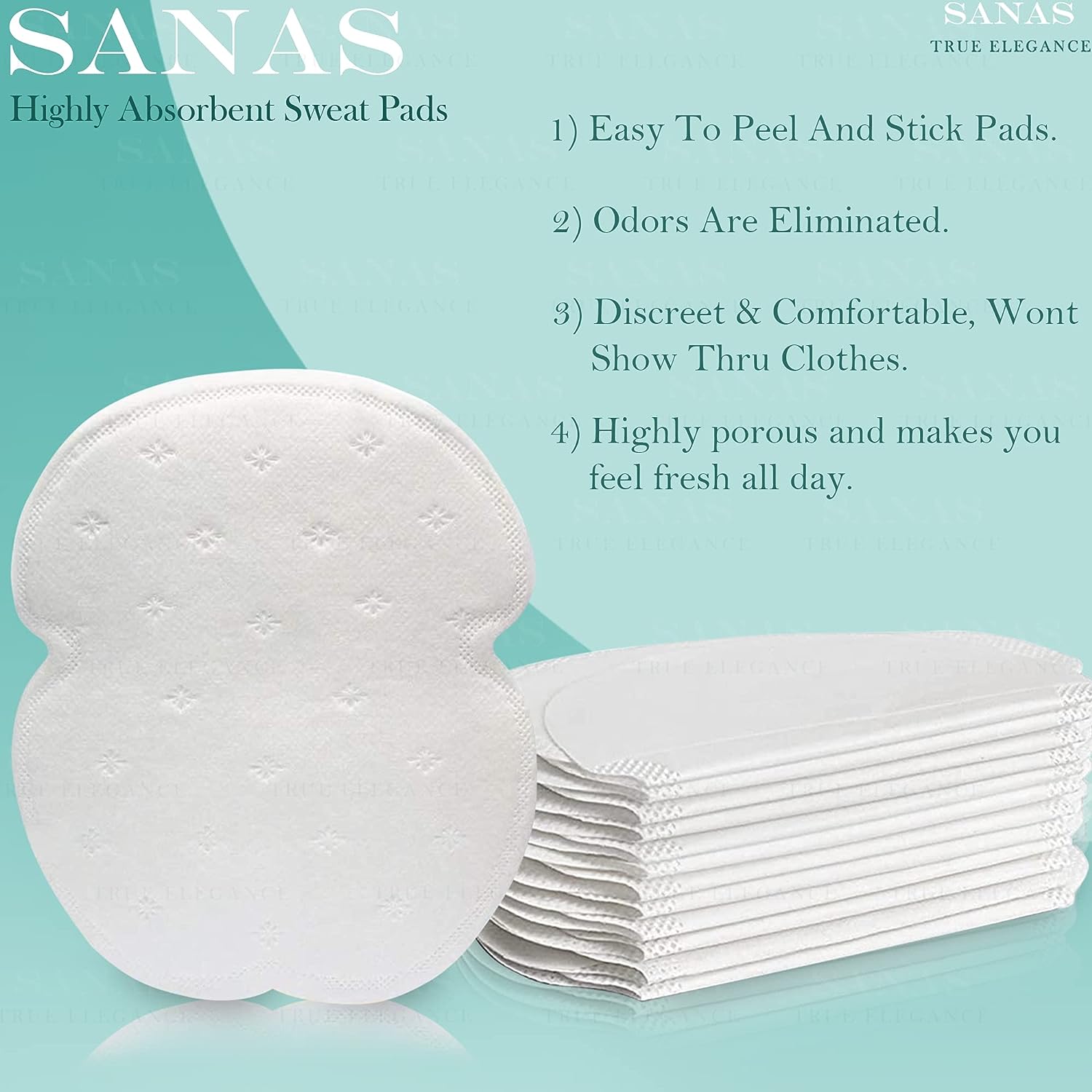 Sanas Sweat Pads For Underarms Disposable Highly Absorbent Sweat Pads Cotton Anti Allergic, Anti Bacteria, Anti Smell Disposable Underarm Perspiration Pad for Men and Women – Pack of 10 Pcs - View 2 of 5