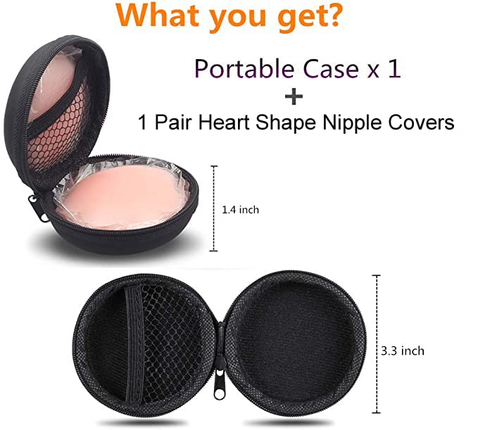 dclub Nipple Covers for Women Adhesive Silicone Pasties with Travel Box.Heart Shape. - View 2 of 4