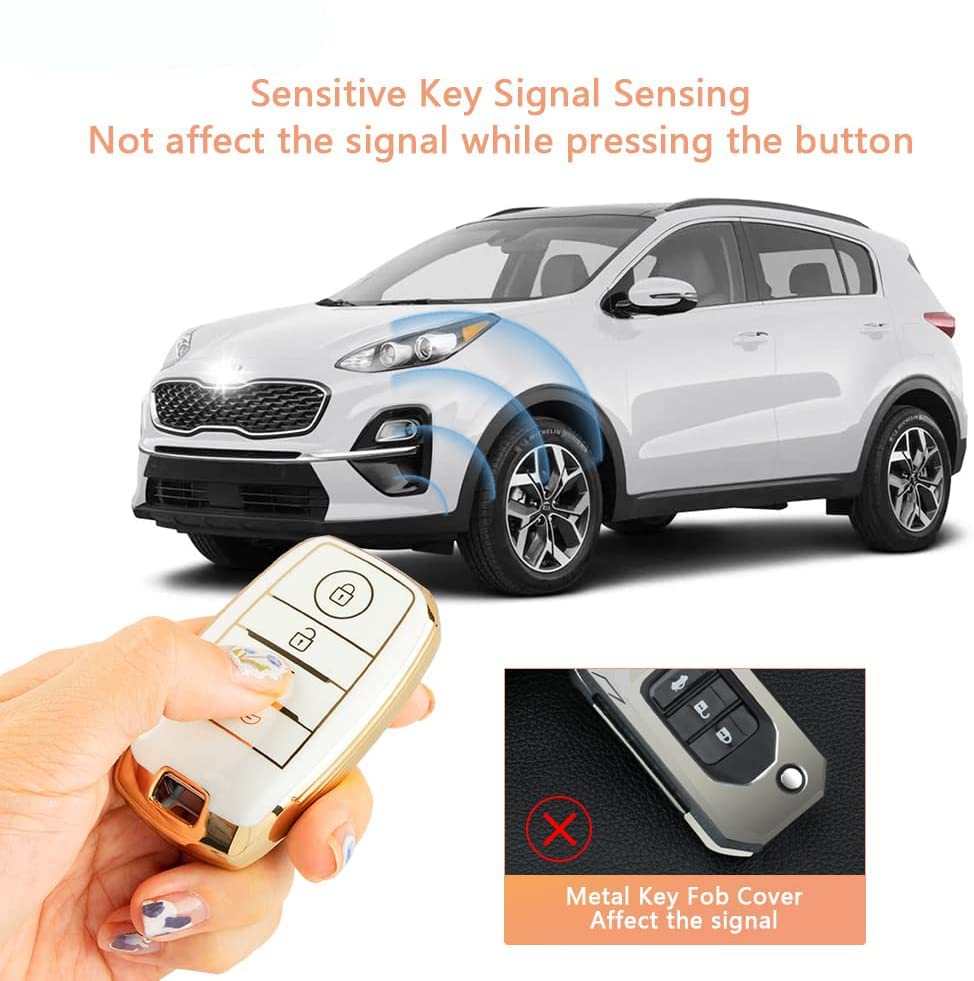 ECOM Universe Car Key Fob Protector TPU Smart Key Remote Case Covers Smart 1 (Cream) [ for Ki-a Sonet | Seltos | Carens | Carnival ] - View 4 of 4