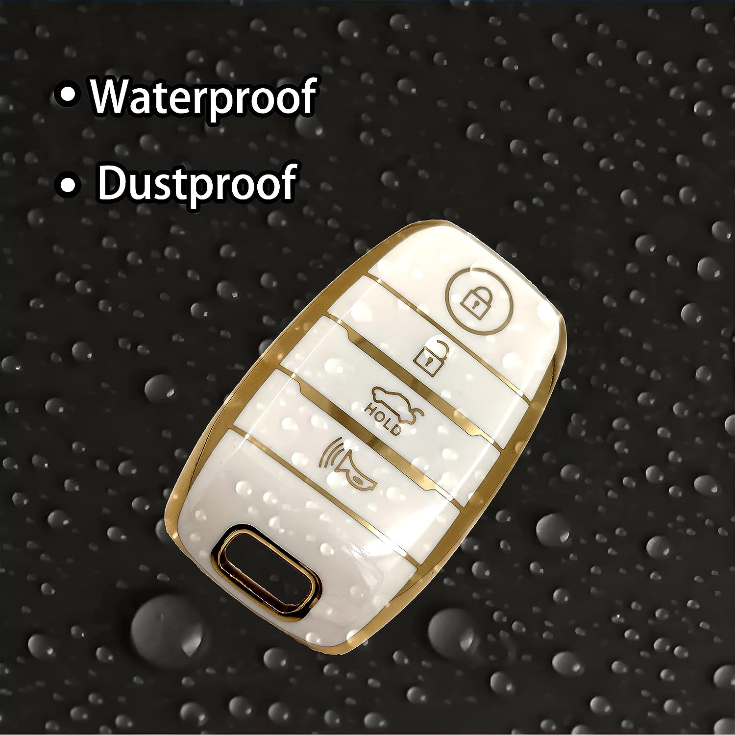 ECOM Universe Car Key Fob Protector TPU Smart Key Remote Case Covers Smart 1 (Cream) [ for Ki-a Sonet | Seltos | Carens | Carnival ] - View 2 of 4