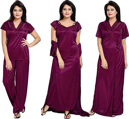 Kinu Women's Cotton Solid Maxi Nighty(Pack of 4) - Shop at Colombo Mall
