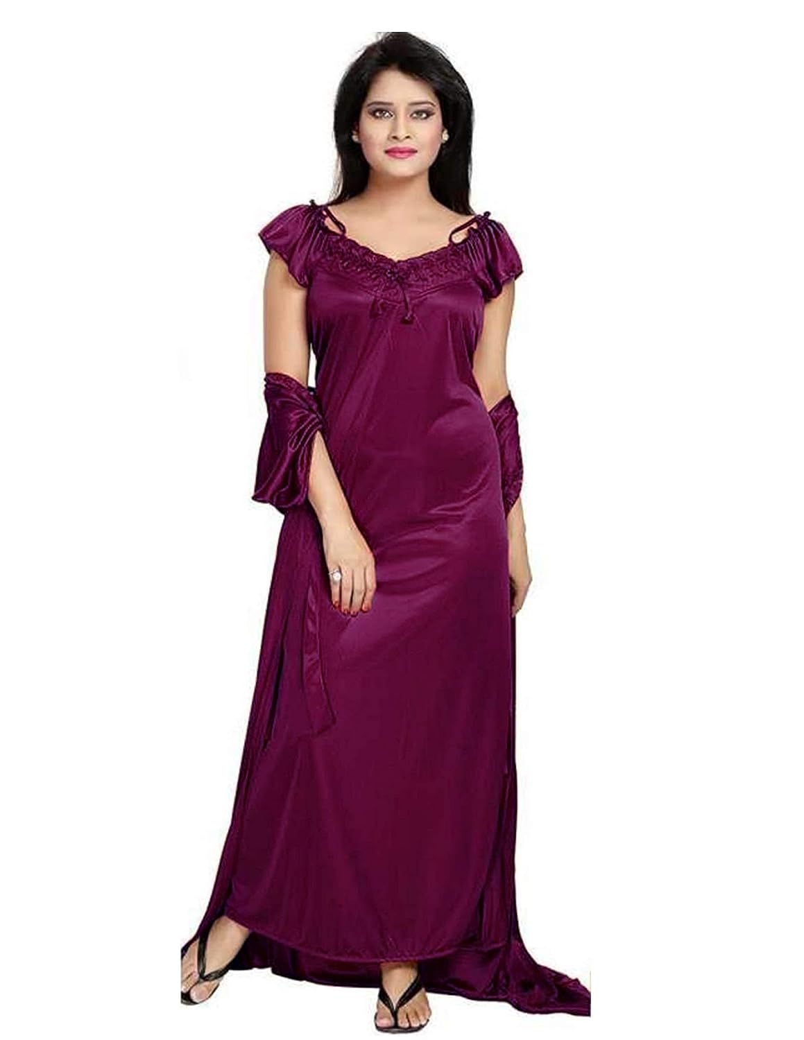 Kinu Women's Cotton Solid Maxi Nighty(Pack of 4) - View 3 of 3