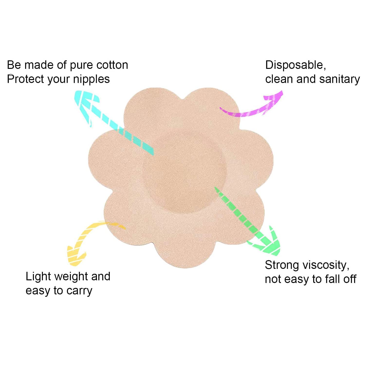 Women's Cotton Ultra-thin Disposable Nipple Pasties Cover/self Adhesive Sticker Flower Shape Peel and Stick Bra Pad Patches Petals (beige, Free Size) - Pack of 10 Pair (Nipple Cover) - View 3 of 5