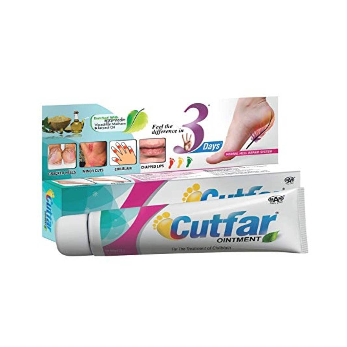 Ban Labs Cutfar Ointment - 25G (Pack of 2) | Cracked Heels repair | Chilblain Cream | foot cream |Cuts & Wounds |Rough Skin| For Cracked & Painful Heels - View 4 of 5