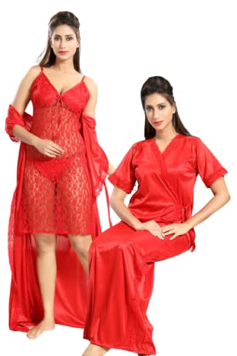 Kavanng Nighties for Women's Satin Bridal Solid Nightwear Set, Long Lasting and Comfortable in Wearing Stylish Night Wear with Short Sleeve Pack of 2 - Shop at Colombo Mall