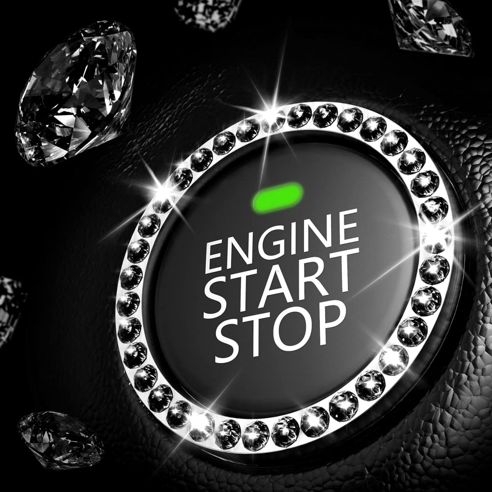 Push Start Button Car Start Stop Button CoverCar Interior Decoration Black Ring Push Start Car Decoration Accessories (1 PCS) - View 4 of 4