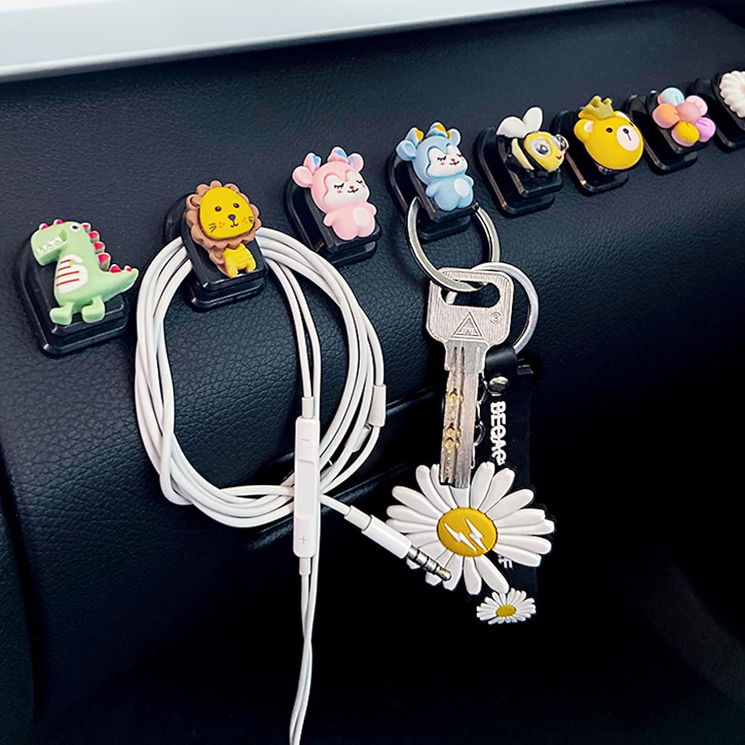 wolpin Car Dashboard Headrest Hook/Hanger Universal Durable Organiser Space Saver for Handbag, Wallets, Grocery Bags Self Adhesive (Cartoon, Pack of 3) - View 2 of 4