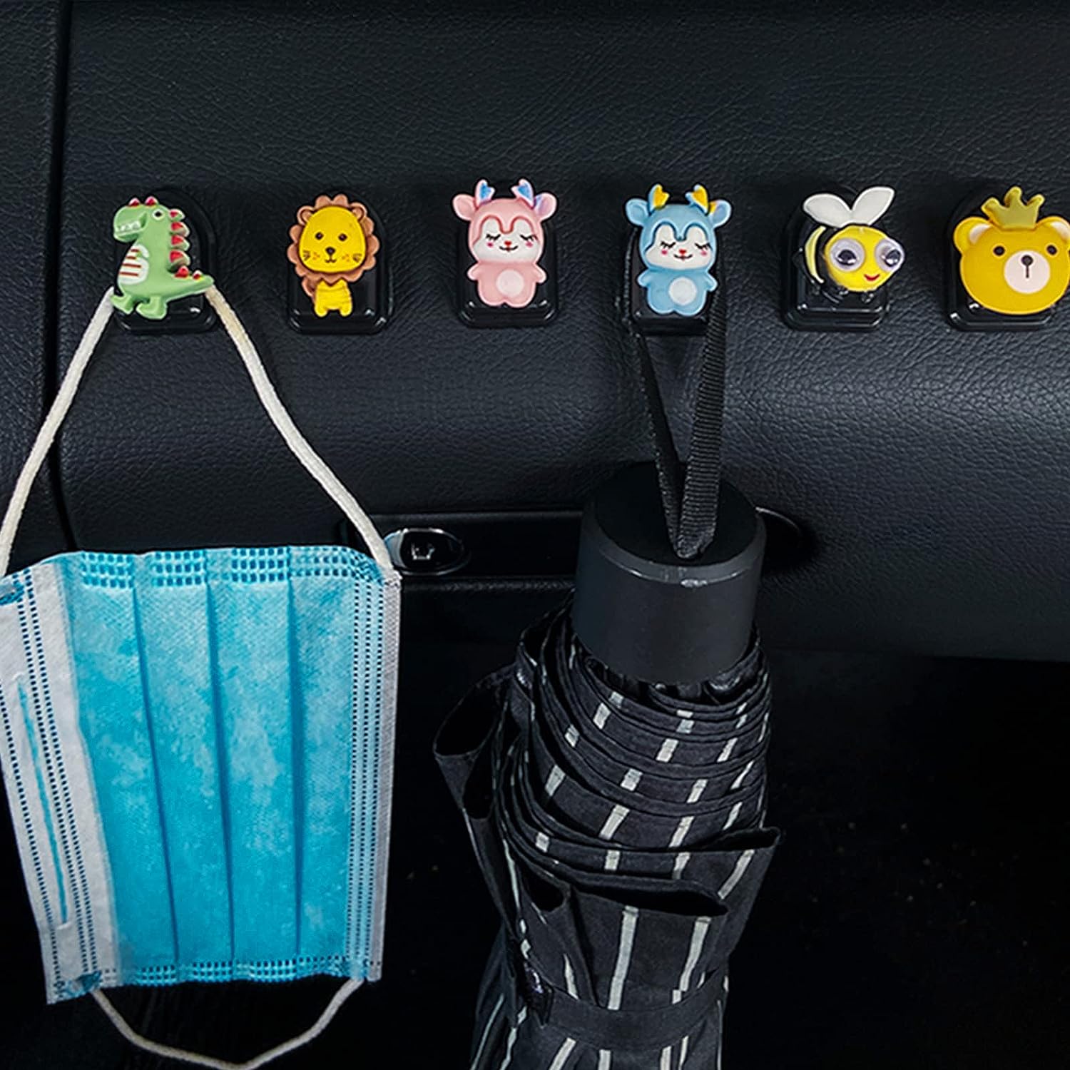 wolpin Car Dashboard Headrest Hook/Hanger Universal Durable Organiser Space Saver for Handbag, Wallets, Grocery Bags Self Adhesive (Cartoon, Pack of 3) - View 4 of 4