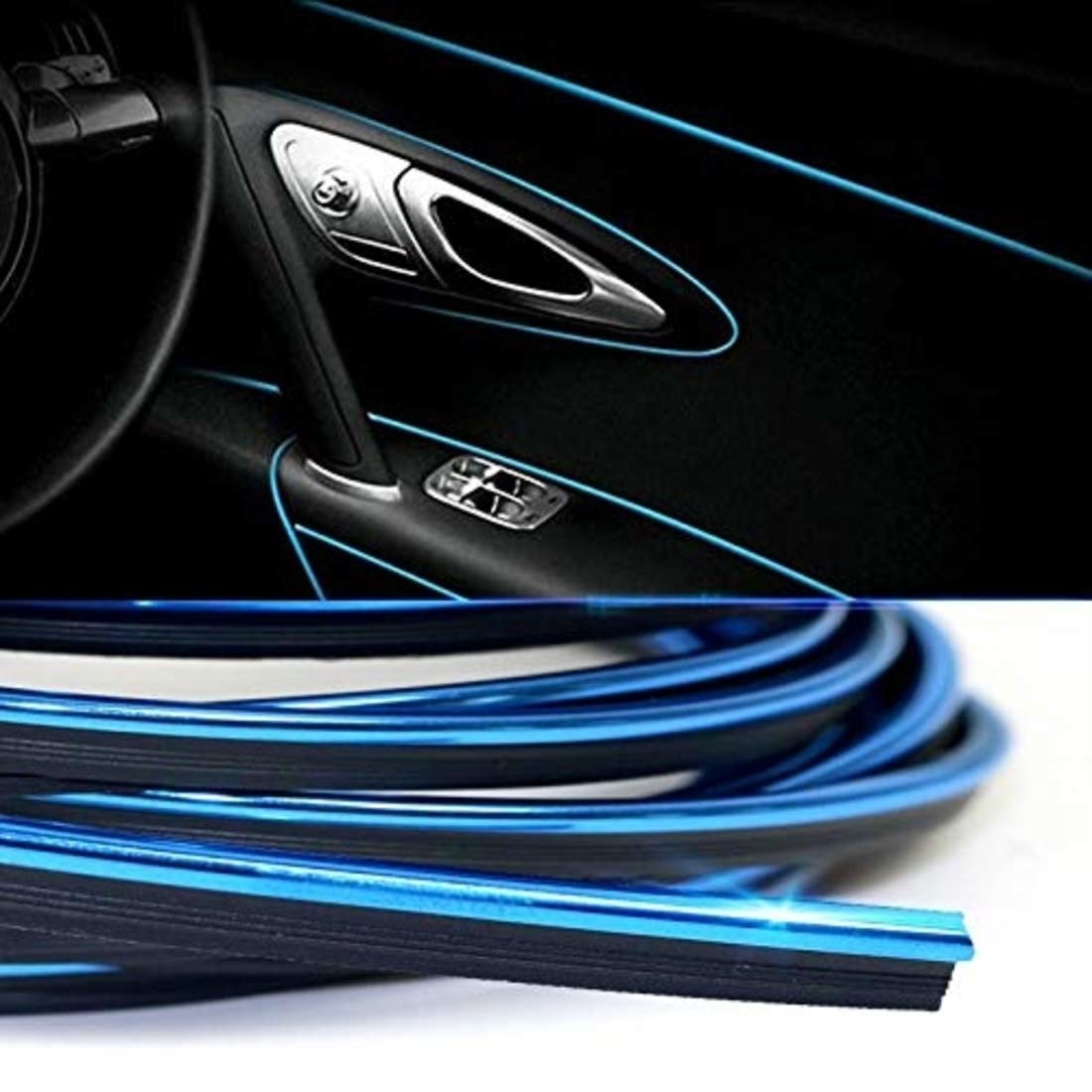 Metallic Blue Chrome Interior Decoration Beading, Flexible Styling PVC Moulding Trim Strip (5 Meters) Car Beading Roll - Shop at Colombo Mall