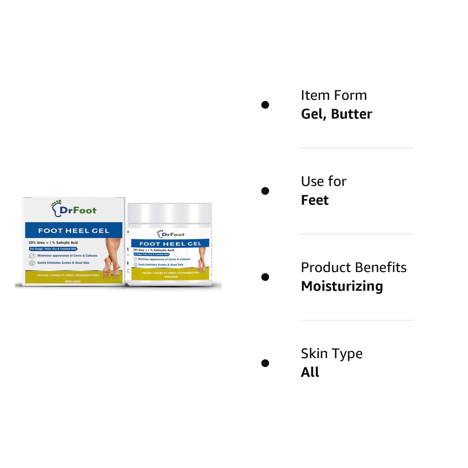 Dr Foot, Foot Heel Gel 20% Urea and 1% Salicylic Acid Moisturizes Callus Cracked Rough Dry Dead Skin and Corns Softens Thick Painful Nails - 100gm - View 5 of 5