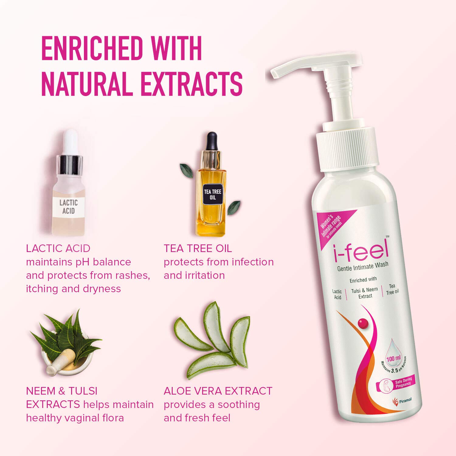 i-feel Gentle Intimate Wash Sensitive Cleanser, Helps maintain Vaginal pH balance, Soothes from Dryness, Itchiness, Irritation and Rashes 100 ml - View 3 of 3