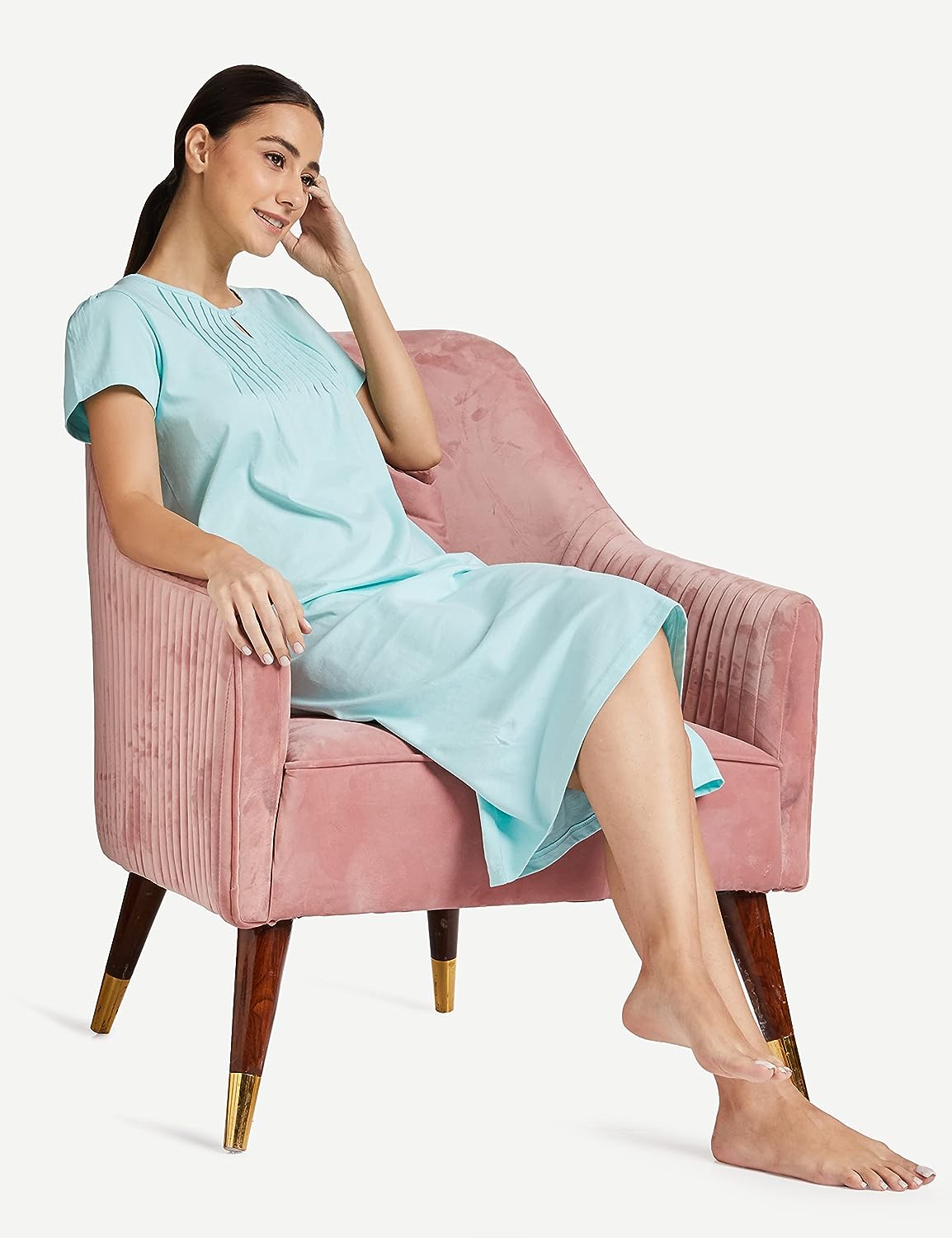 Amazon Brand - Eden & Ivy Women's Cotton Knee Length Night Gown - View 4 of 4