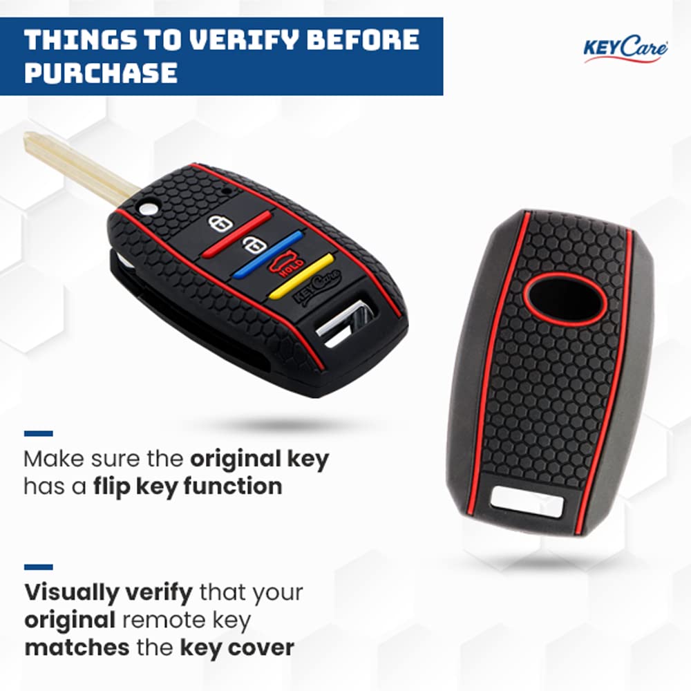 Keycare® Silicone Key Cover Compatible for Kia Seltos, Sonet, Carens 3 Button flip Key (Non Push Button Start Models only) (Grey) - View 3 of 4