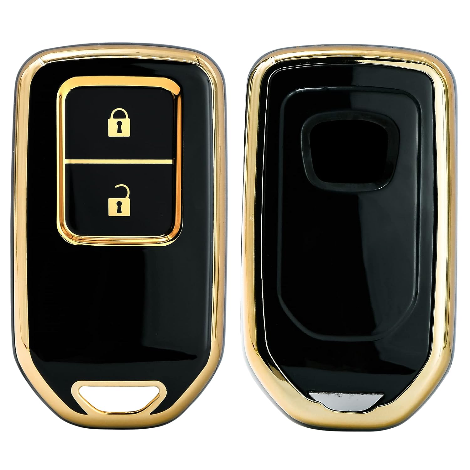 KMH TPU Gold Car Key Cover Compatible for Honda BRV , WRV , CRV , Jazz , City 2 Button Smart Key (Pack of 1, Black) - View 3 of 3