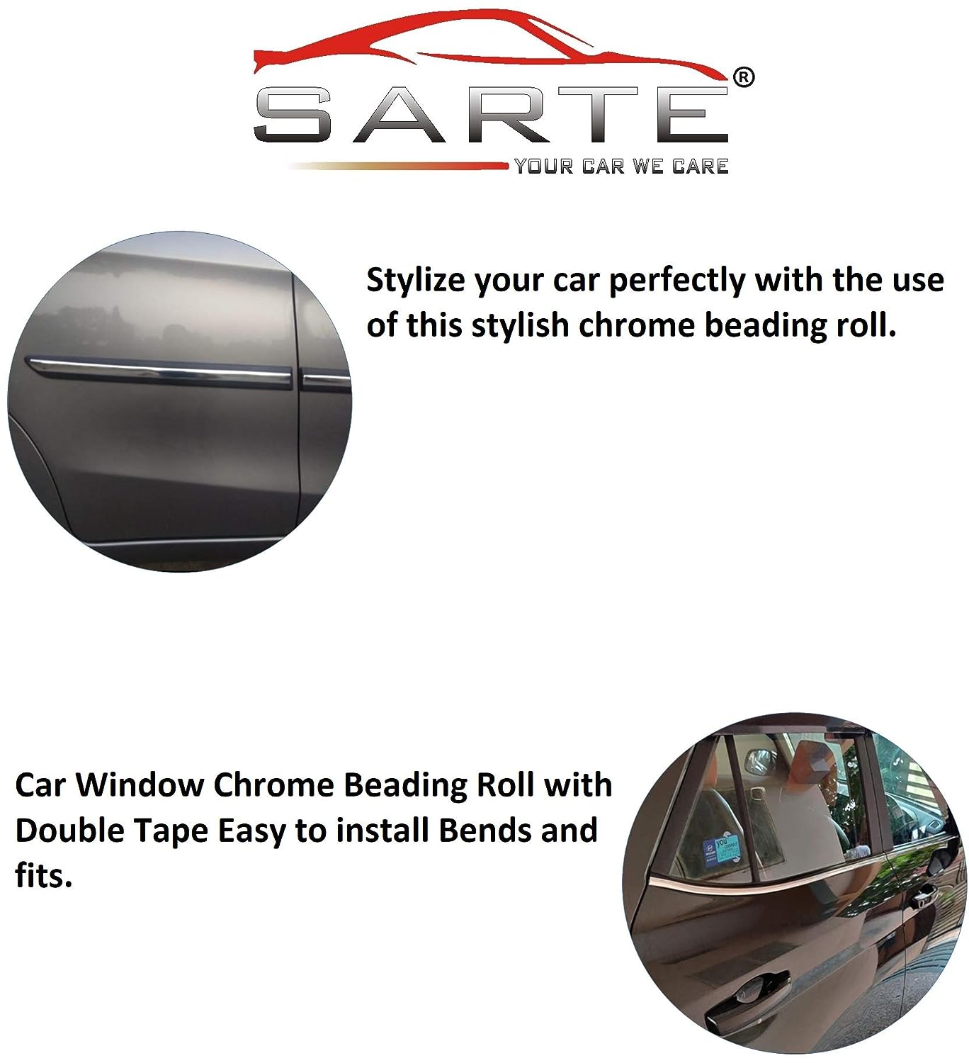 LOWRENCE 10 mm Side Window Chrome Beading Roll for -Volkswagen Vento - View 2 of 5