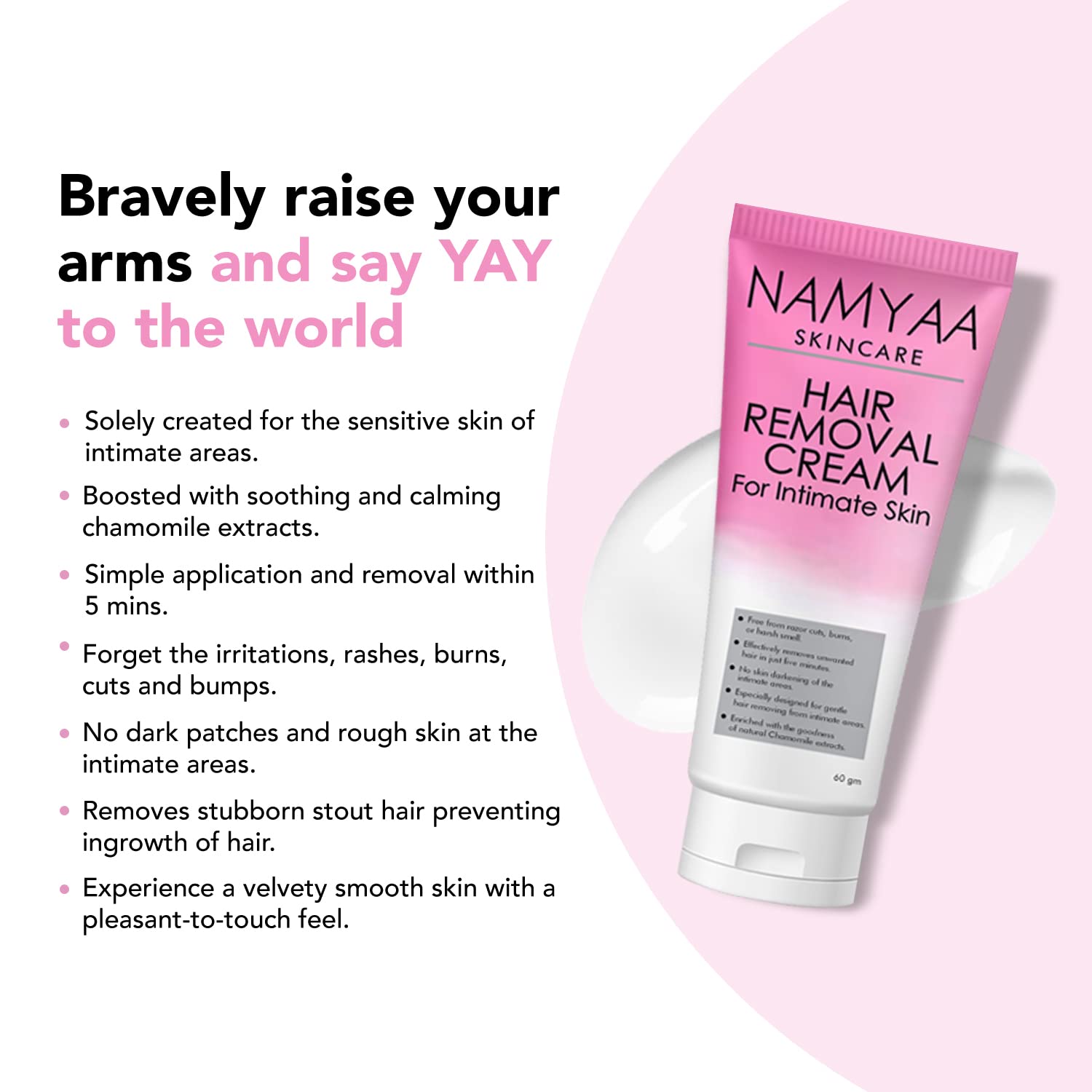 Namyaa Hair Removal Cream for Intimate Skin women 60gm with After Wax Soothing Serum with Vitamin C 30gm - View 2 of 4