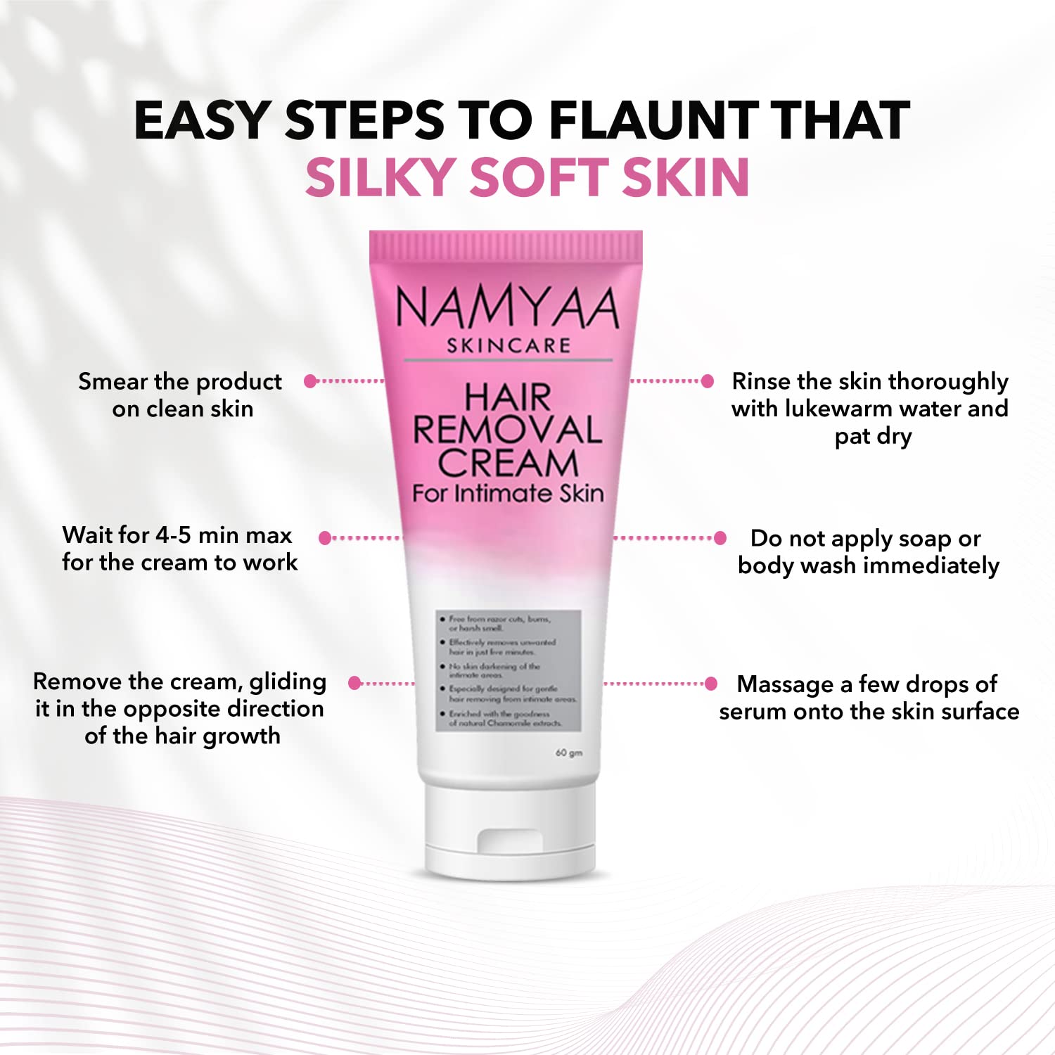 Namyaa Hair Removal Cream for Intimate Skin women 60gm with After Wax Soothing Serum with Vitamin C 30gm - View 3 of 4