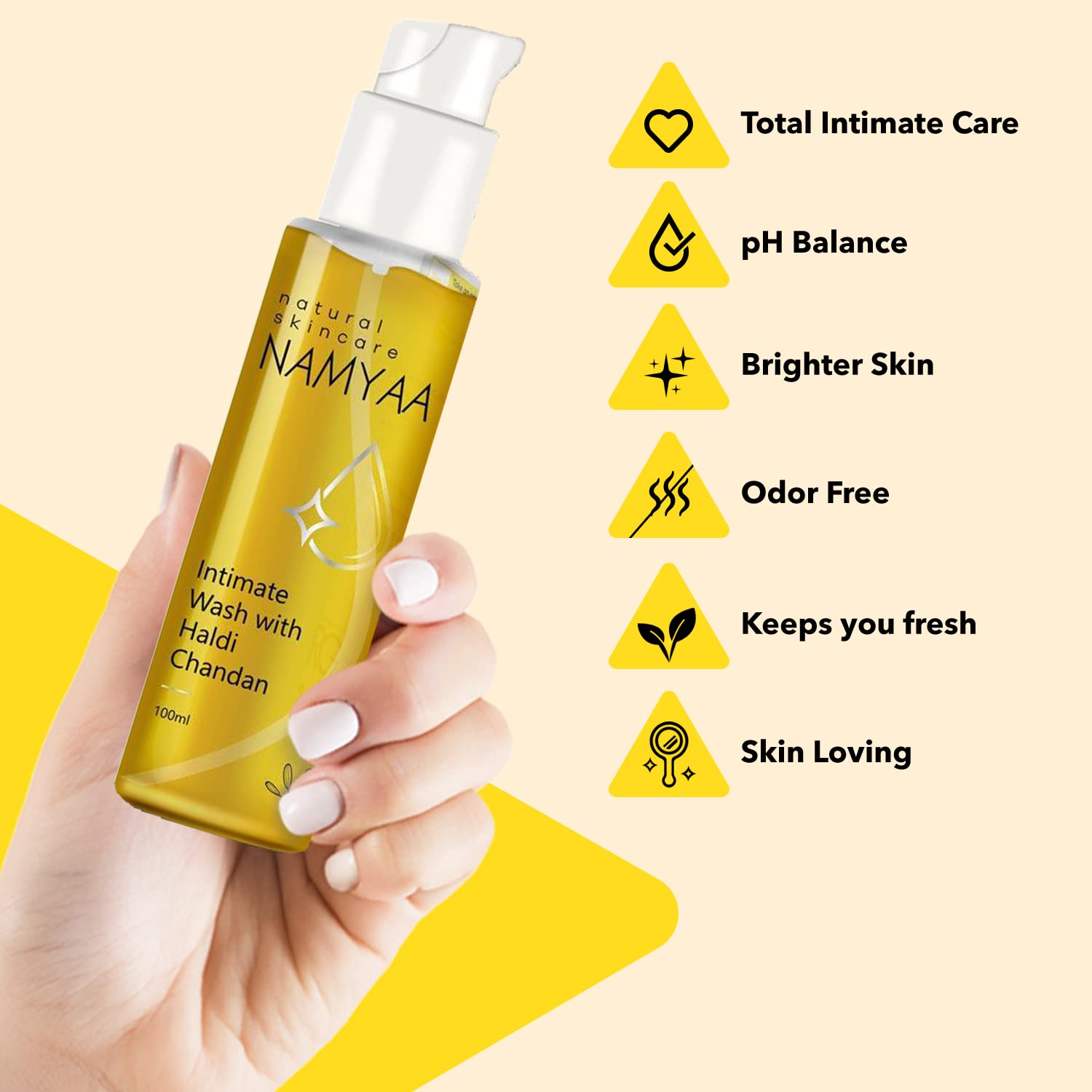 Namyaa Haldi Chandan Intimate Hygiene Wash | With Germ and Odour Protection | pH Balanced 100g - View 4 of 4