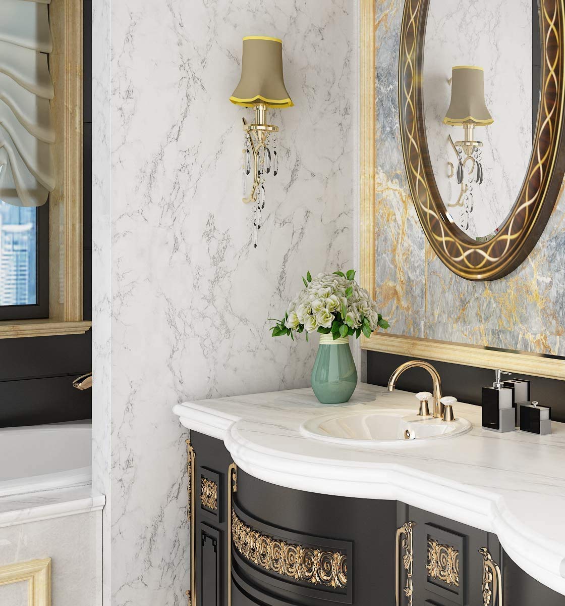 FUUNSOO Kitchen Oil Proof Wall Paper 200cm x 60cm CM Peel and Stick Countertops Waterproof, Anti-Mold, Heat Resistant,Self-Adhesive Wall Sticker Backsplash Marble Wall Paper (White) - View 5 of 5