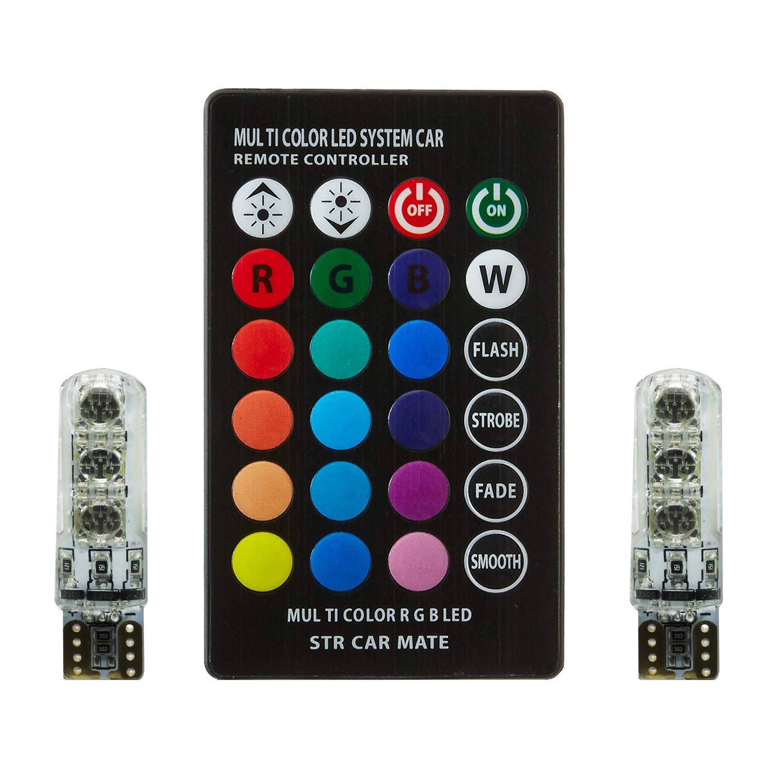 RGB Car Interior Parking Bulb 6SMD Multicolour Light with Wireless Remote Control Ideal for Car Decoration (3W, RGB, 2 PCS) - View 2 of 5