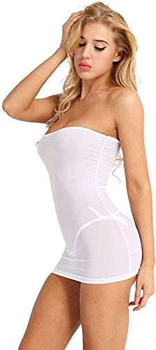 Xeonex Mini Dress One Piece Strapless Mini Dress Nightclub Dress Mini Dresses Nightgown White Color Free Size for Women(C2 White) - View 2 of 3