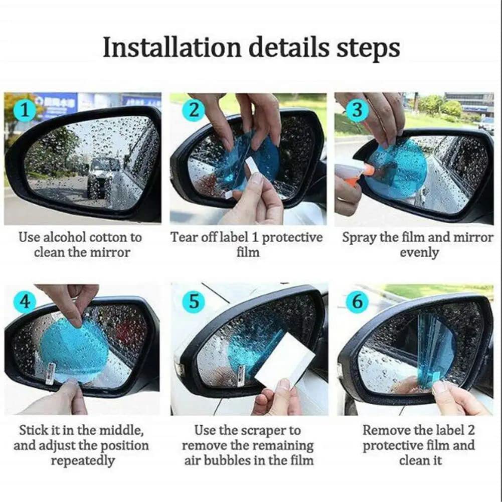 Bowiemall 2 Pcs Car Rearview Mirror Film Rainproof Waterproof Mirror Film Anti Fog Nano Coating Car Film for Car Mirrors - View 3 of 4