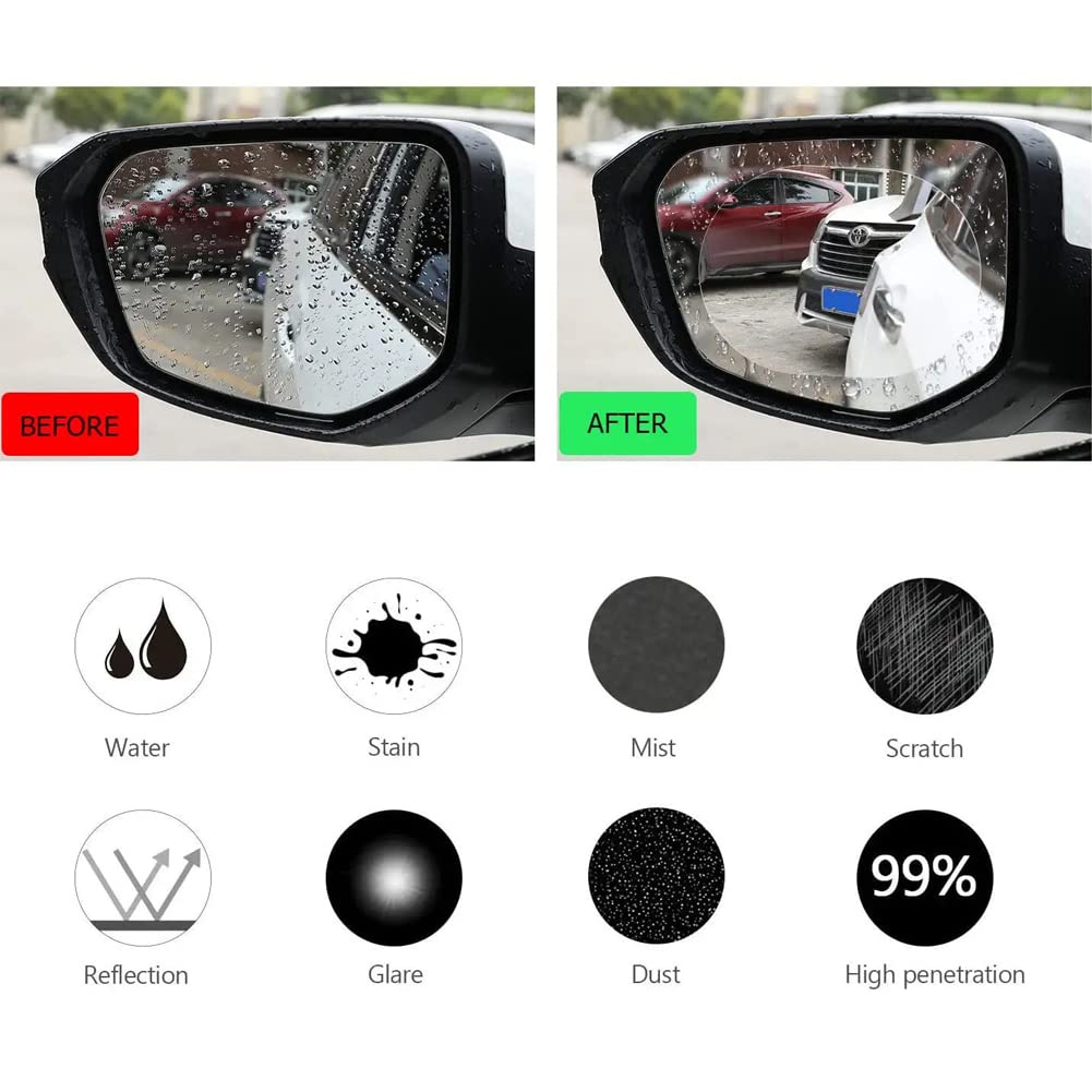 Bowiemall 2 Pcs Car Rearview Mirror Film Rainproof Waterproof Mirror Film Anti Fog Nano Coating Car Film for Car Mirrors - View 4 of 4