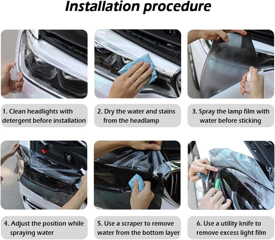 VENDORS Self Adhesive Car Bike Headlight Tint Headlight Auto Taillight Fog Light Vinyl Smoke Film Sheet Sticker Cover Cuttable (12" x 48" Inch, Smoke Tint) - View 4 of 4