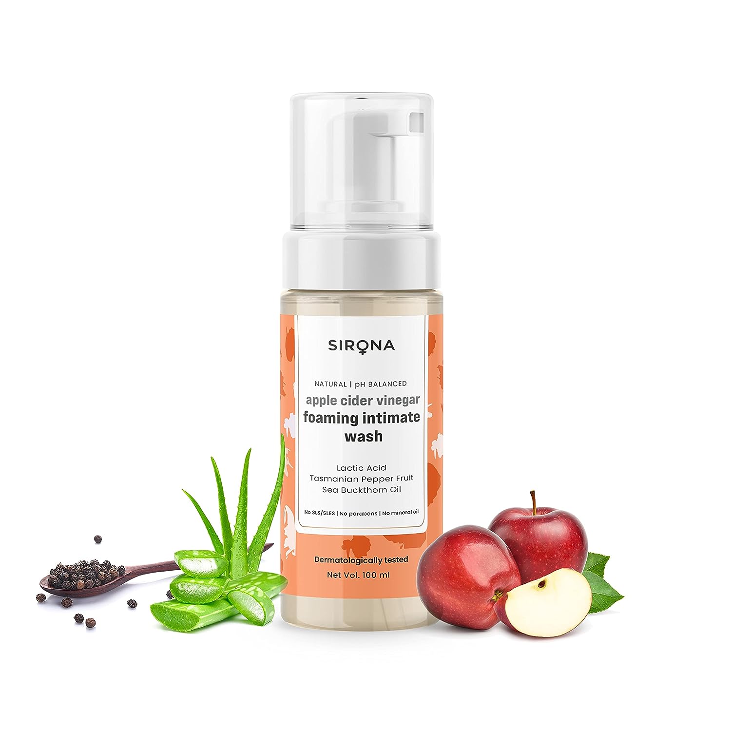 Sirona Intimate Wash for Women | 100 ML | Women Intimate Care, Vaginal Wash, with Apple Cider Vinegar for Men and Women, prevents Bad Odour, Itching & Irritation, pH Balanced - Natural Foaming Wash - Shop at Colombo Mall