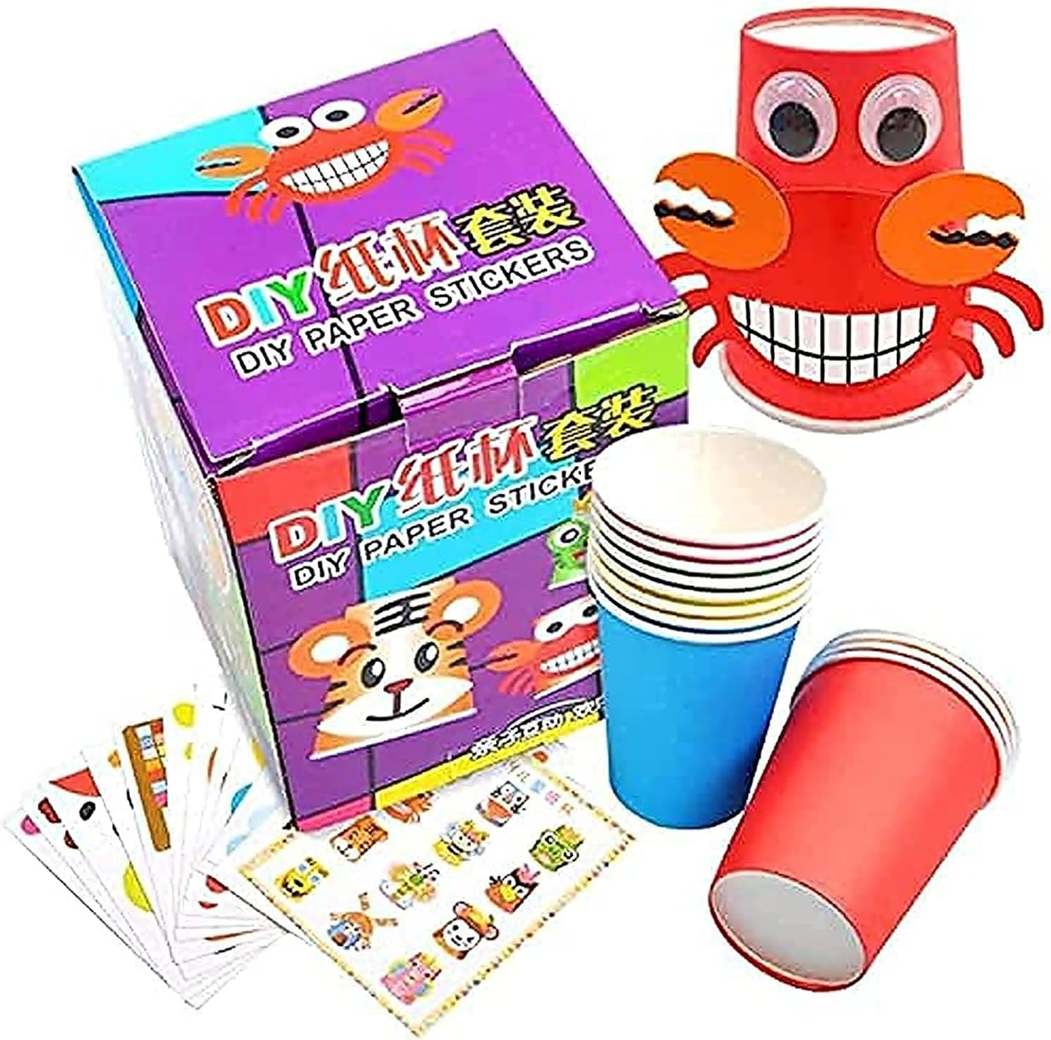 Crafts Paper Cups Art Kit Kids Crafts Art Toys DIY Crafts Toys for Kids Children 12 pcs Paper Cup and 12 pcs Stickers, learning toy (Model A) - Shop at Colombo Mall