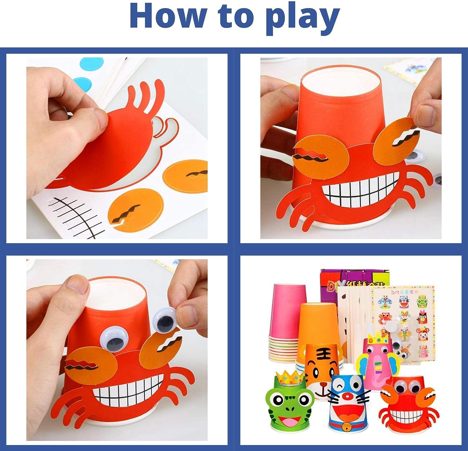 Crafts Paper Cups Art Kit Kids Crafts Art Toys DIY Crafts Toys for Kids Children 12 pcs Paper Cup and 12 pcs Stickers, learning toy (Model A) - View 2 of 4