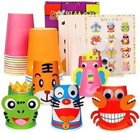 Crafts Paper Cups Art Kit Kids Crafts Art Toys DIY Crafts Toys for Kids Children 12 pcs Paper Cup and 12 pcs Stickers, learning toy (Model A) - View 3 of 4