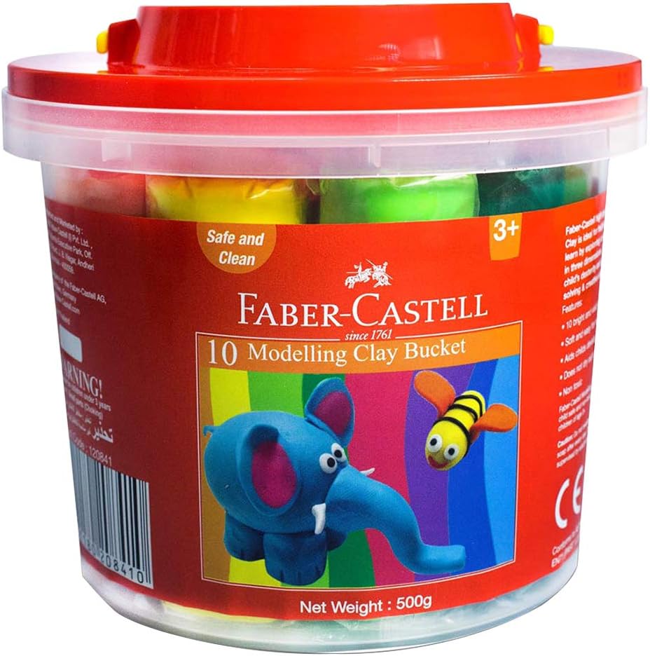 Faber-Castell Modelling Clay 500gm 10 Colors X 50gm In A Plastic Bucket, 120841, Multi Color - Shop at Colombo Mall