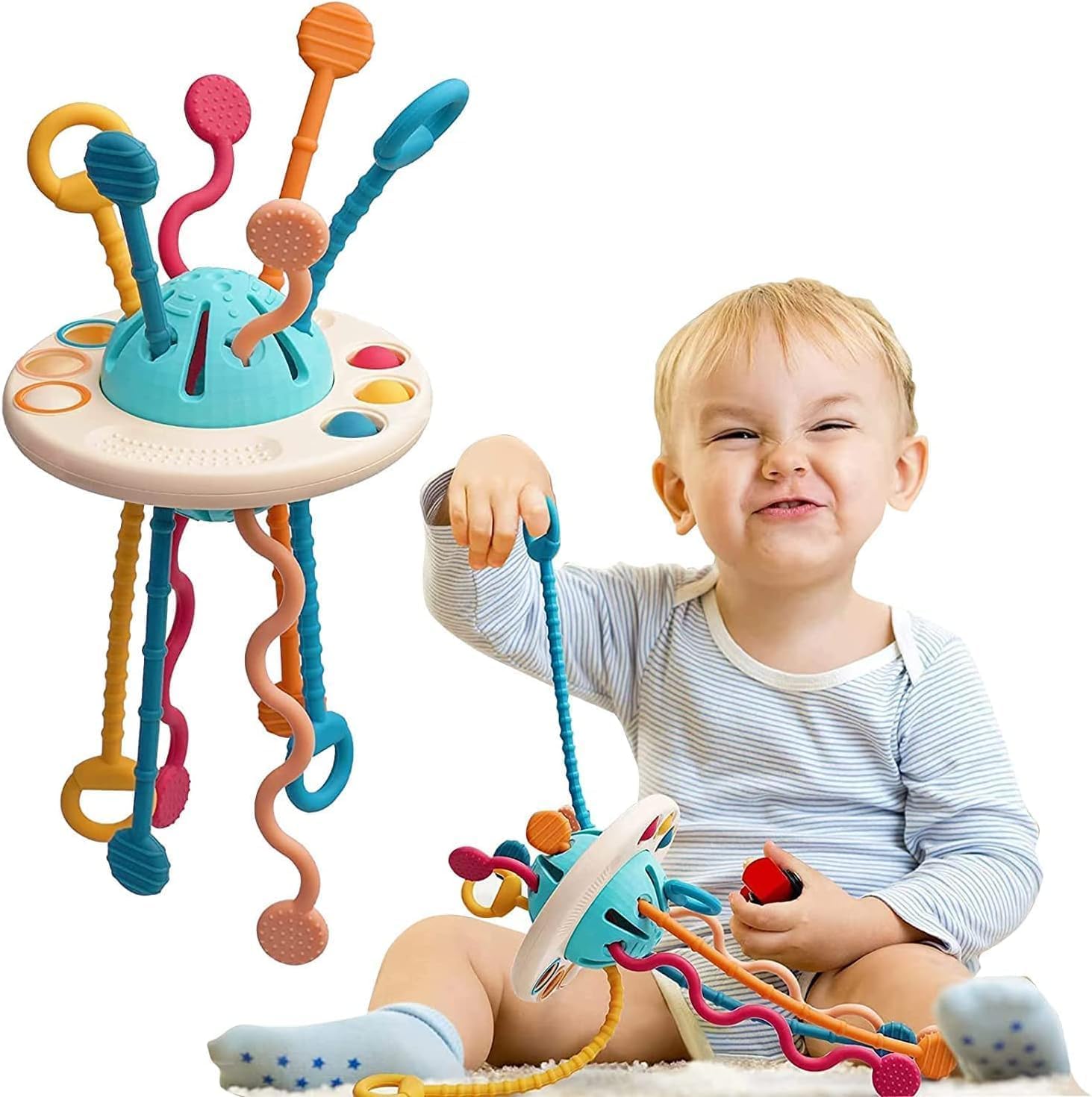 S2C Baby Toys Montessori Toys,Silicone Pull String Interactive Toy,Baby Sensory toys Montessori Silicone Toys for 6-12 Months Toys for 12-18 Months, Developing Fine Motor Skill,Toddlers gifts - Shop at Colombo Mall