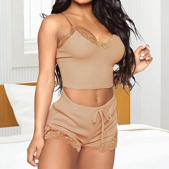 Women's 2 Piece Sexy Sleepwear Soft Pajama Sets | Romantic Outfit Cami Top and Shorts | Honeymoon Nightwear Sets | Daily And Night Use for Ladies - Related product