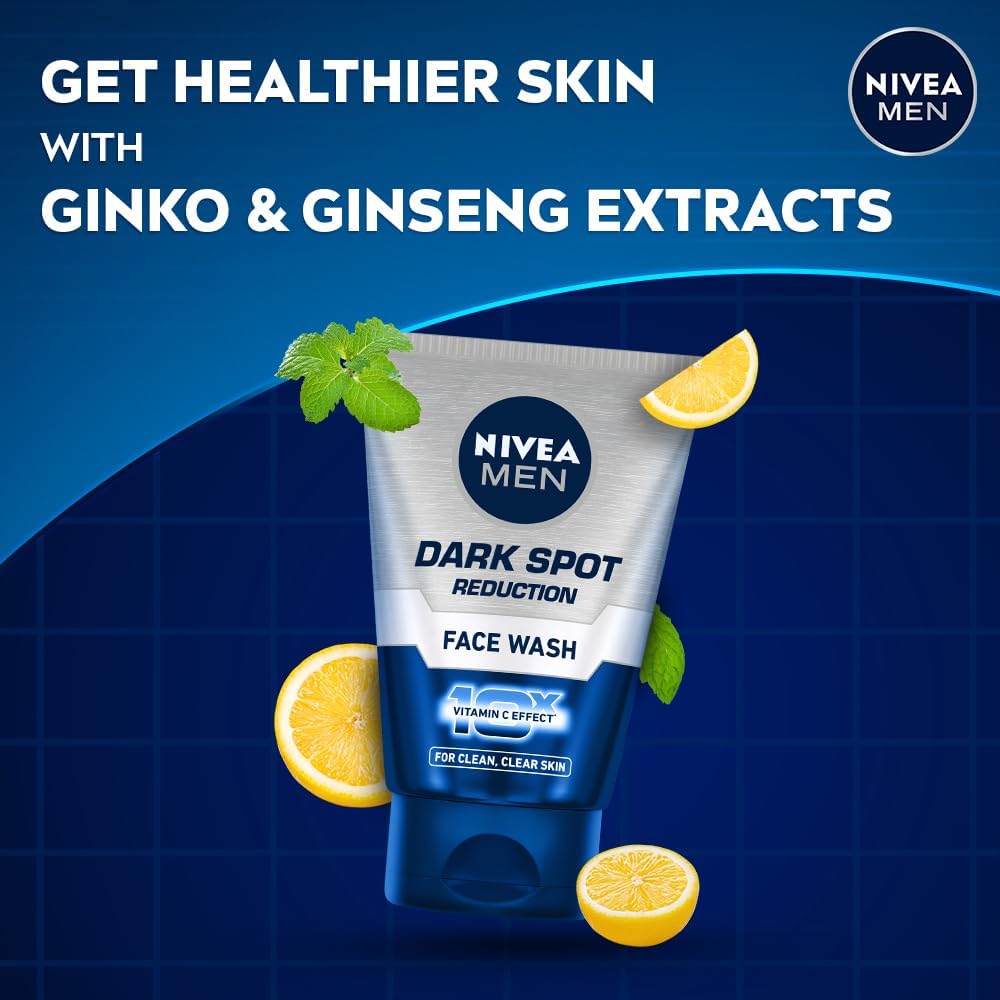 NIVEA Men Face Wash, Dark Spot Reduction, for Clean & Clear Skin with 10x Vitamin C Effect, 100 g - View 2 of 3