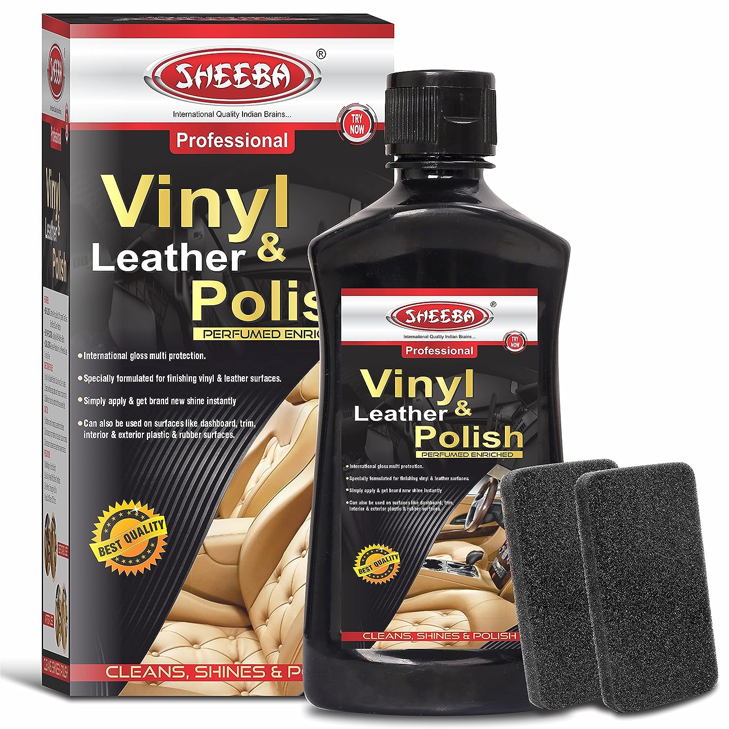 SHEEBA Vinyl & Leather Polish Conditioner Restorer Protectant for Long Lasting Shine. A Complete Car Dashboard Polish & Leather Vinyl Seats & Interior Surface Care 200 mL (SLVOM0371) - View 3 of 4